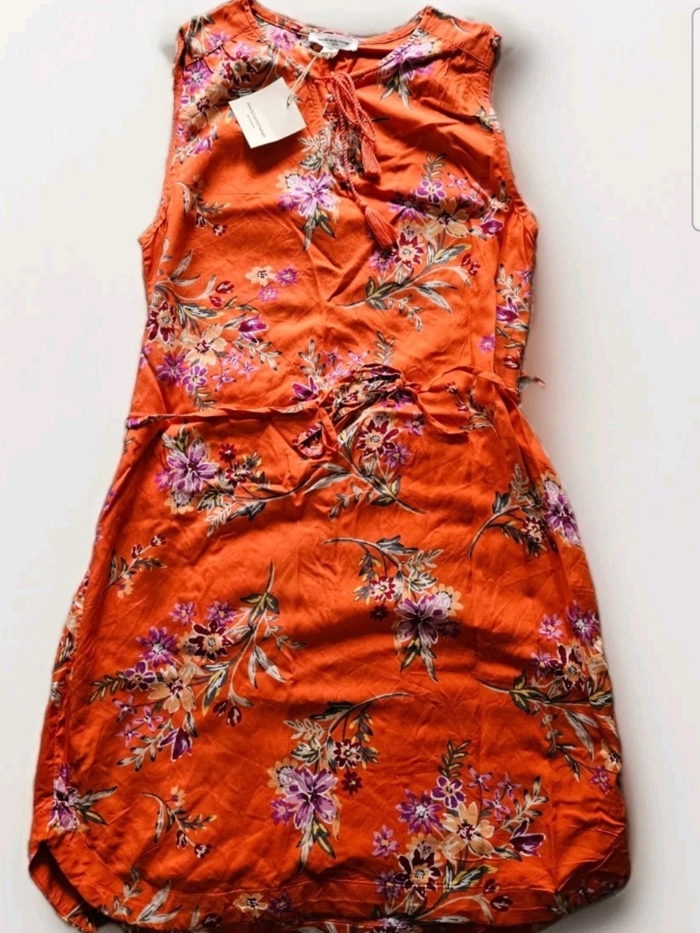 Beach Lunch Lounge Florals Flower Sleeveless Dress Sz M Viscose
